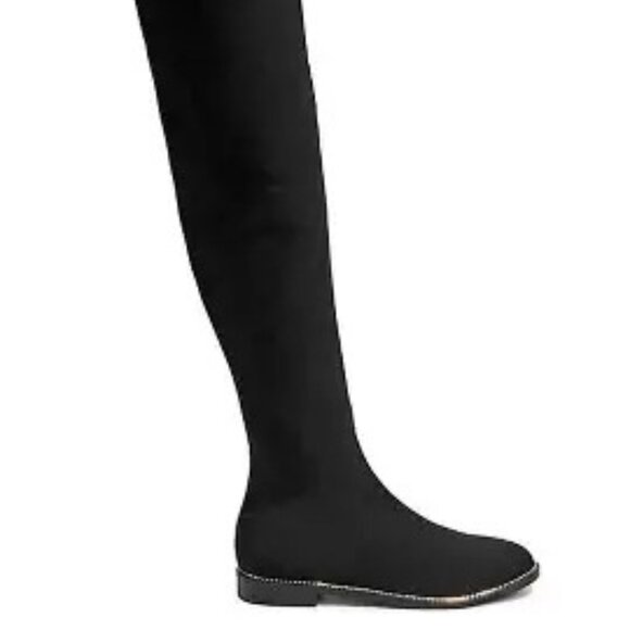 NWOT - DesignLab Over the Knee Stretch low heeled boots, Black, Ladies Size 7 - Picture 3 of 12